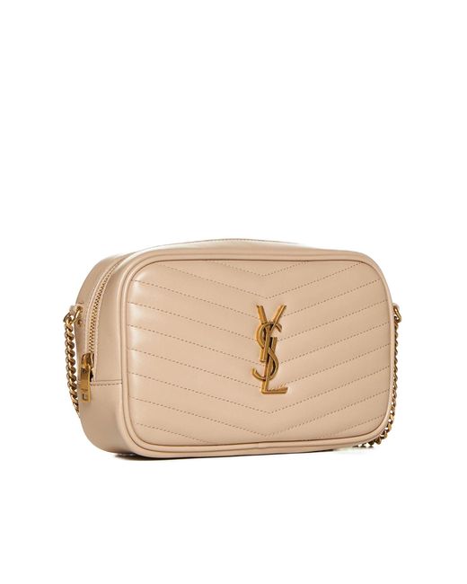 Saint Laurent Natural Ysl Logo Leather Camera Mini Bag