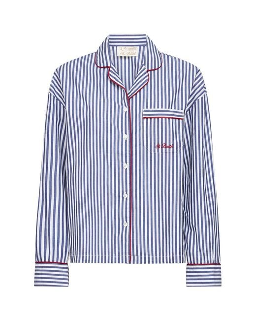 Mc2 Saint Barth Blue Striped Poplin Astra Pajama-Style Shirt