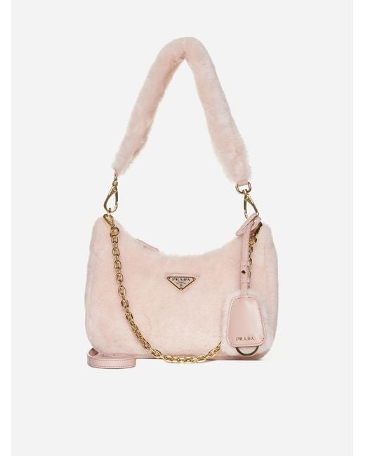 Prada Pink Re-edition Shearling Bag