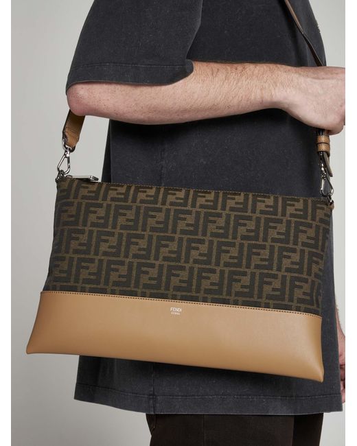 Fendi Brown After Ff Fabric Pouch for men