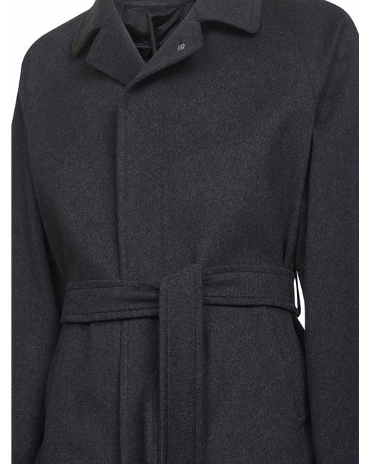 Tagliatore Black Wool And Cashmere Salomons Wrap Coat for men