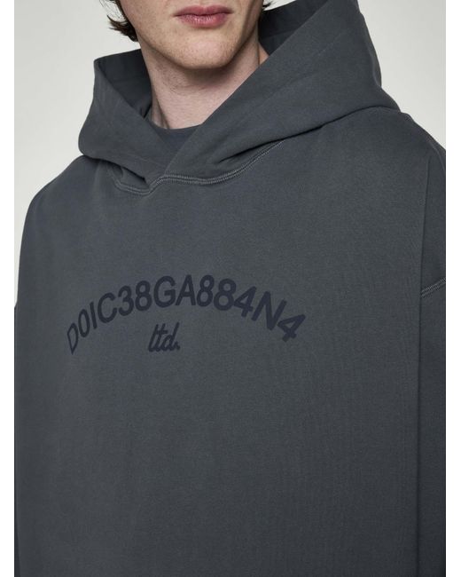 Dolce & Gabbana Blue Logo Cotton Hoodie for men
