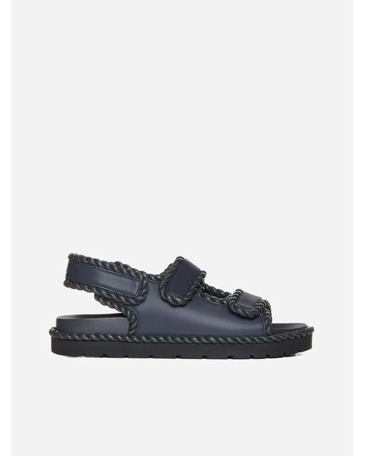 Bottega Veneta Blue Intreccio Nappa Leather Sandals