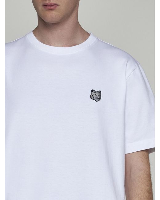 Maison Kitsuné White Bold Fox Head Patch Cotton T-Shirt for men