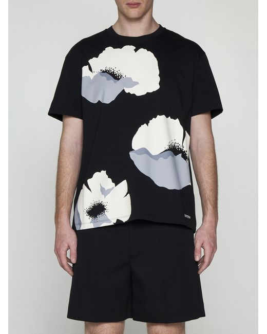 Valentino Black Print Cotton T-shirt for men