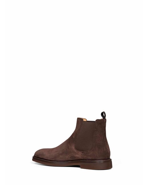Brunello Cucinelli Brown Chelsea Ankle Boots Mocha Suede for men