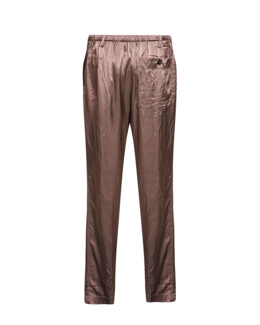 Dries Van Noten Brown Old Rose Viscose And Cotton Straight-Leg Trousers for men