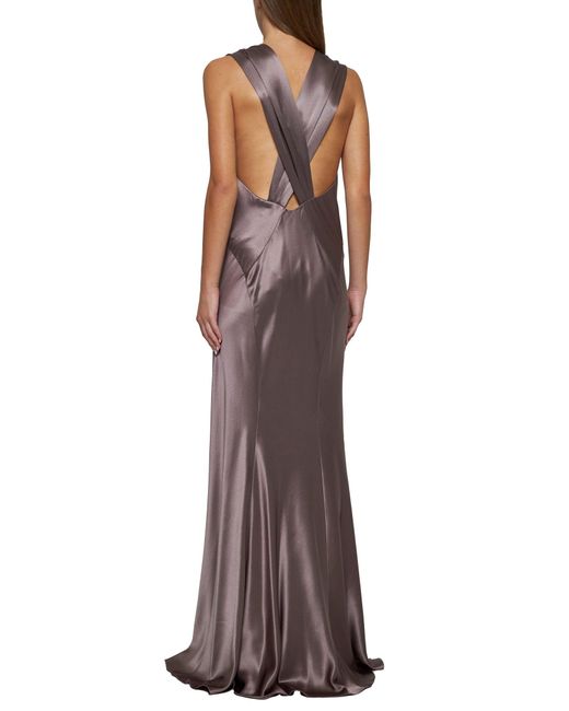 Saint Laurent Purple Satin Silk Gown