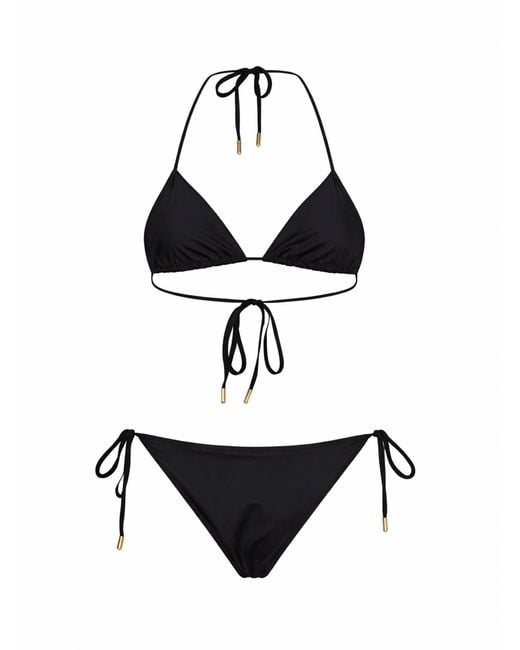 MARINE SERRE White Stretch Jersey Bikini With Moon Embroidery