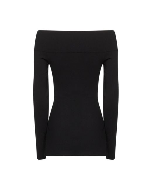 Stella McCartney Black Viscose Blend Off-The-Shoulder Top