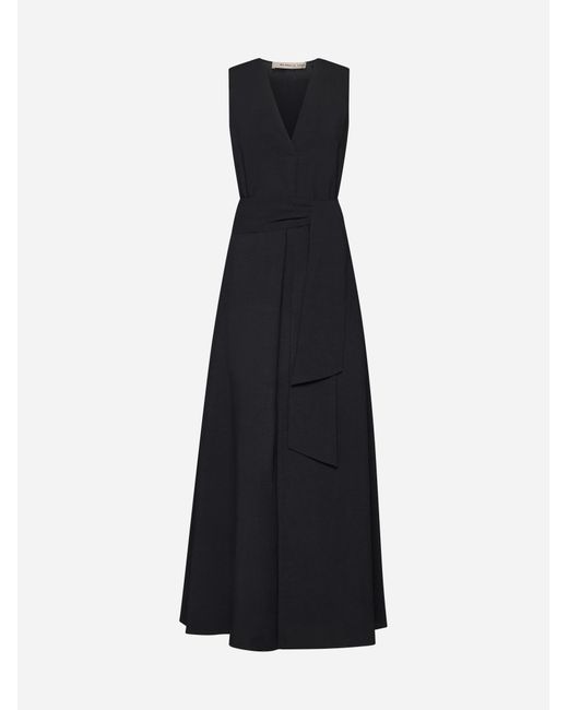 Blanca Vita Black Aralia Linen-blend Long Dress