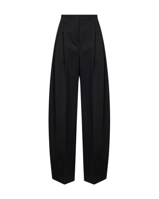 Mugler Black Wool Wide Leg Pleated Trousers