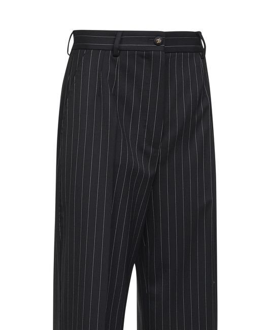 Dolce & Gabbana Black Two-Way Stretch Twill Pinstriped Trousers
