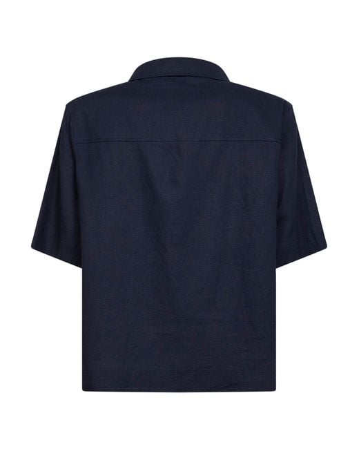Hevò Blue Linen And Viscose Montursi Polo Shirt for men