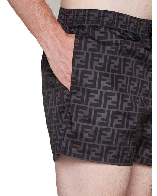 Fendi Gray Nylon Shorts for men