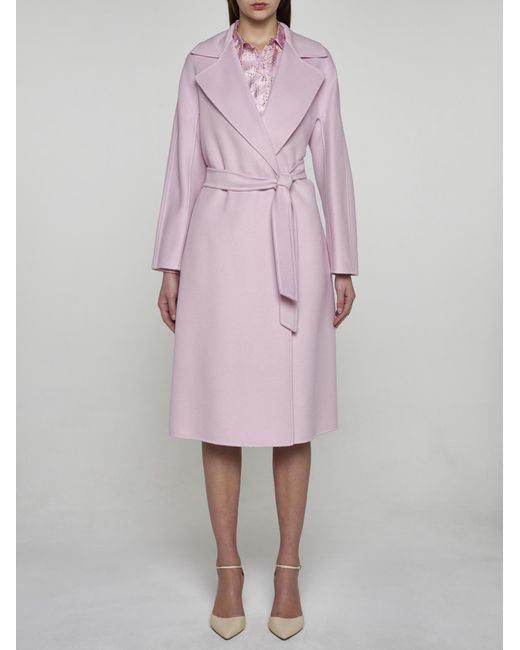 Max Mara Studio Pink Cles Wool, Cashmere And Silk Coat