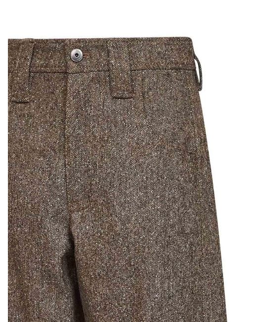 Brunello Cucinelli Brown Cappuccino Donegal Baggy Trousers With Monili