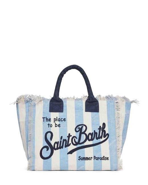 Mc2 Saint Barth Blue Light And Cream Vanity Handbag