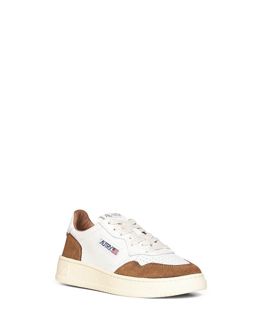 Autry White Leather And Tobacco Suede Medalist Low Sneakers