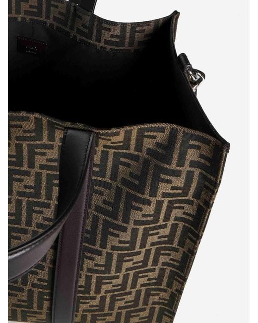 Fendi Black Ff Jacquard Fabric Tote Bag for men