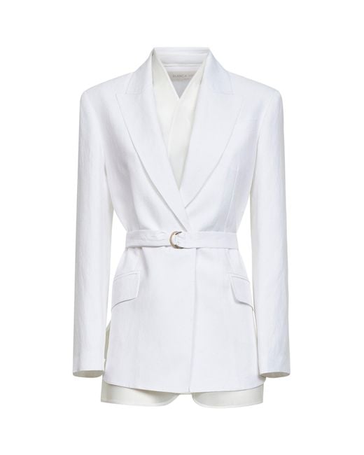 Blanca Vita White Viscose And Linen Goody Belted Blazer