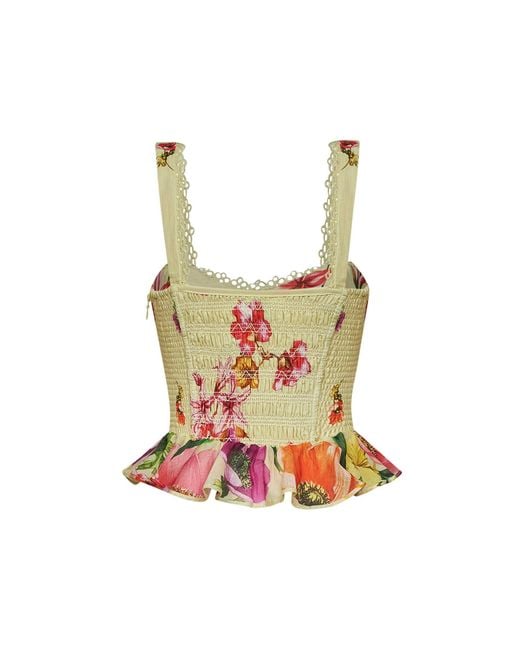 Charo Ruiz White Bustier Top Floret Cotton