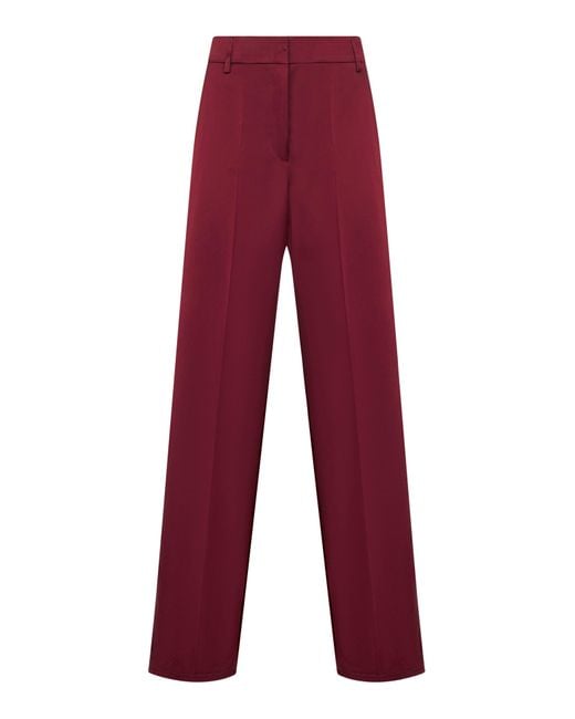 Blanca Vita Red Burgundy Satin Plettro Palazzo Trousers