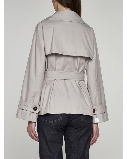 Max Mara The Cube Gray Cotton-blend Double-breasted Short Trench Coat