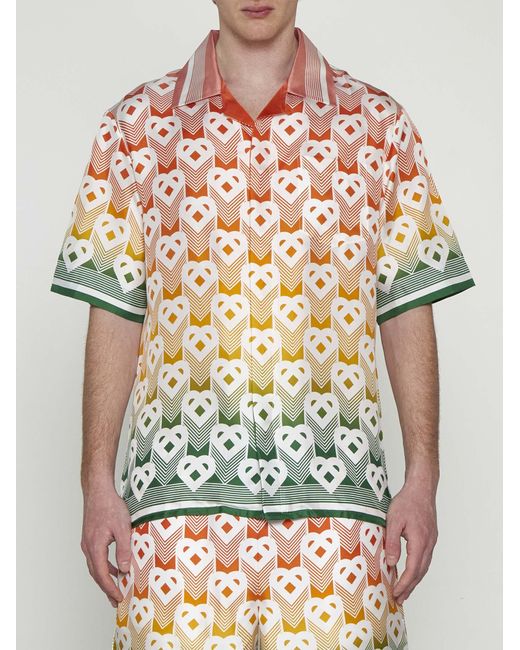 Casablancabrand Multicolor Heart Monogram Silk Shirt for men