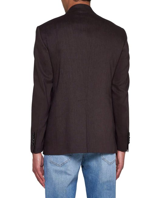 Tagliatore Purple Linen And Wool-Blend Double-Breasted Blazer for men