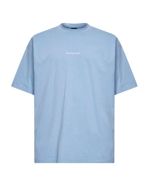 Balenciaga Blue Light Back Medium Fit T-Shirt for men