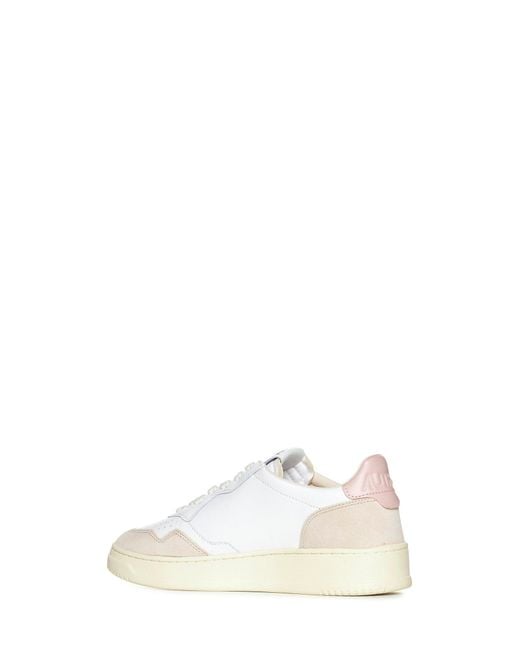 Autry White Medalist Leather And Suede Sneakers By