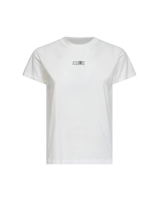 MM6 by Maison Margiela White Off- Breathable Cotton Jersey Numeric T-Shirt