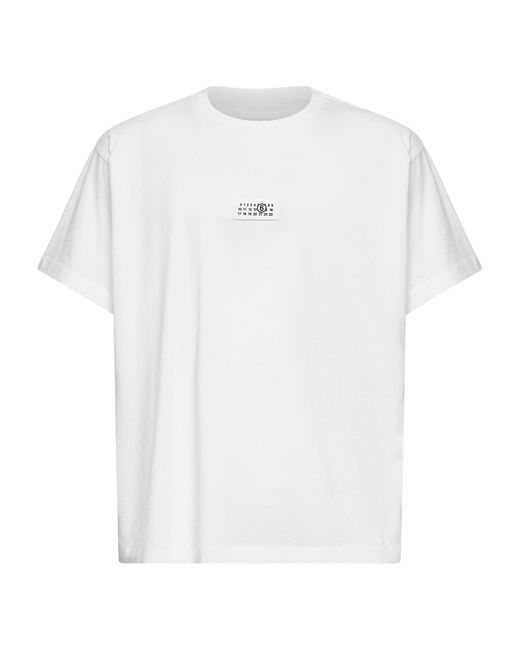 MM6 by Maison Margiela White Cotton Jersey Numeric T-Shirt for men