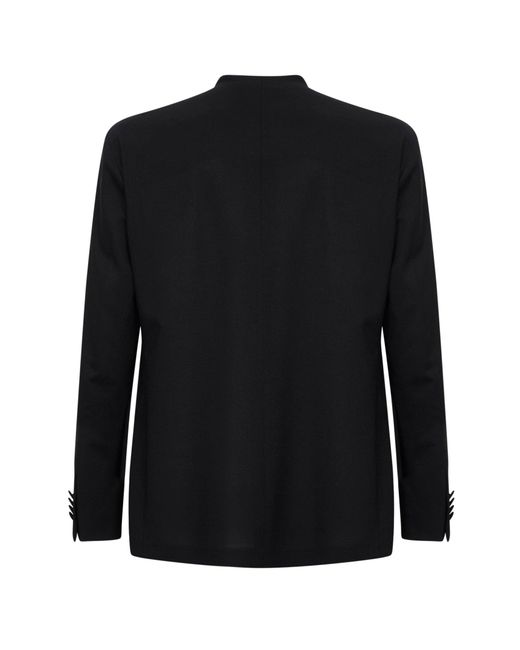 Tagliatore Black Stretch Virgin Wool Blend Cannes Double-Breasted Blazer for men