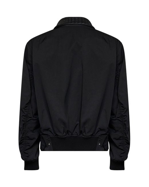 Bottega Veneta Black Cotton Blouson With Intrecciato Leather Collar for men