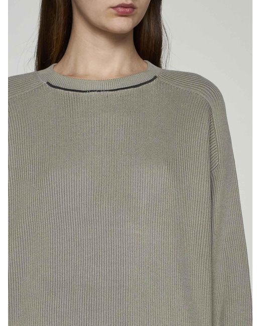 Brunello Cucinelli Gray Monile Cotton Sweater