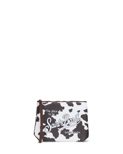 Mc2 Saint Barth White Aline Cow-Print Clutch Bag<Br