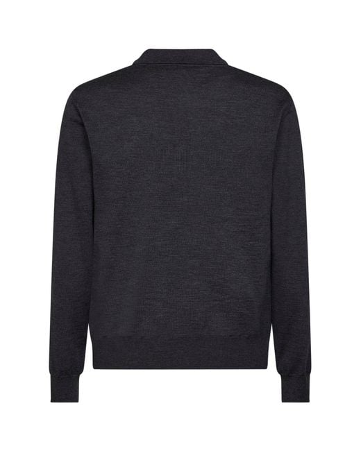 Valentino Blue Dark Wool Polo Shirt With Vlogo Embroidery for men