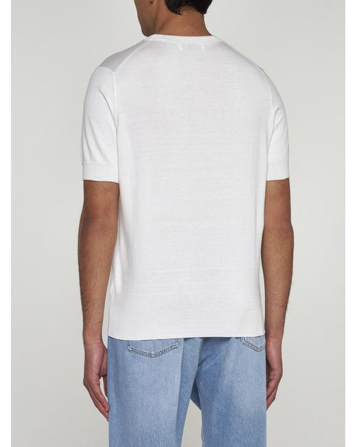 Brunello Cucinelli White Cotton Knit T-shirt for men