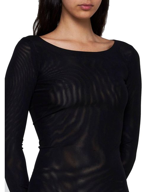 Blanca Vita Black Stretch Tulle Brovallia Bodysuit