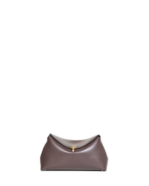 Totême Brown Clutch Bag T-Lock Leather