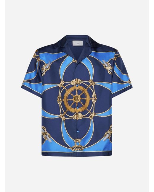 Bally Blue Print Silk Shirt for men