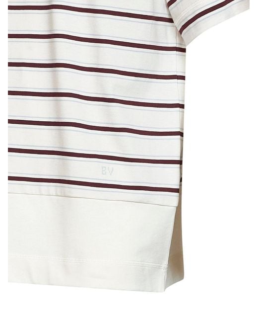 Bottega Veneta White Striped Cotton Layered T-Shirt for men
