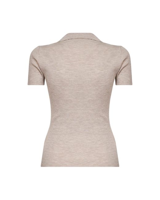 Max Mara Gray Powder Ribbed Wool Mxmalbero Polo Shirt