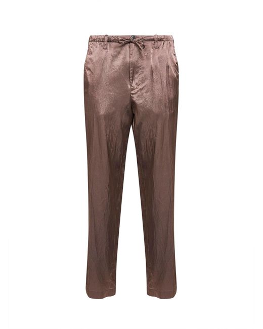 Dries Van Noten Brown Old Rose Viscose And Cotton Straight-Leg Trousers for men