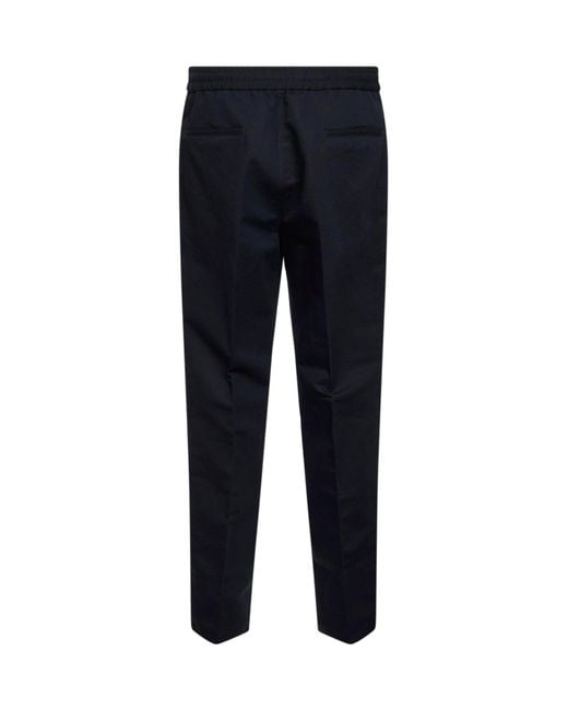 Brunello Cucinelli Blue Linen And Cotton Drill Leisure Fit Trousers for men