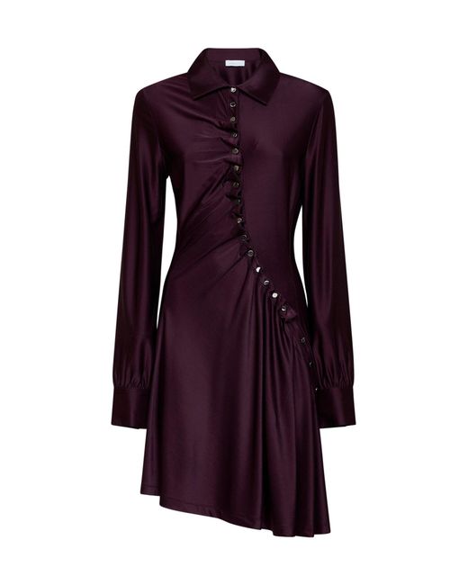 Rabanne Purple Jersey Asymmetric Gathered Mini Dress