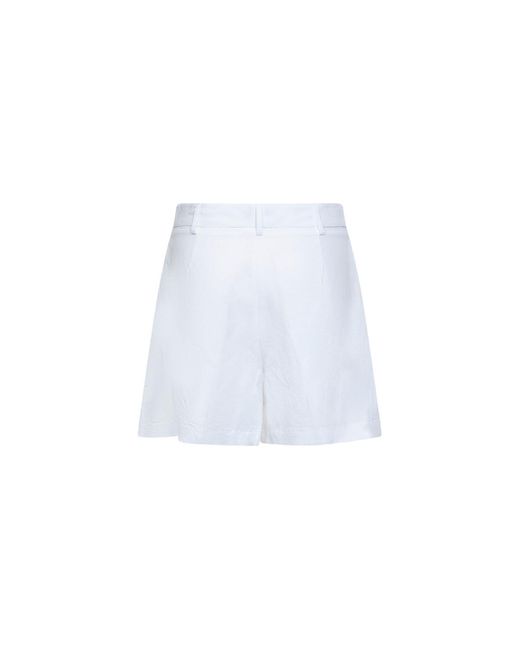 Blanca Vita White Viscose And Linen Silice Shorts