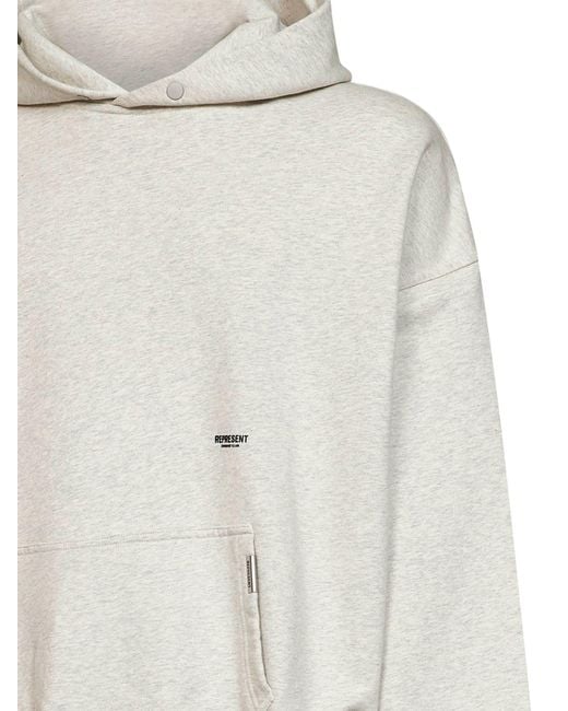 Represent White Cream Cotton Micro Owners Club Hoodie for men
